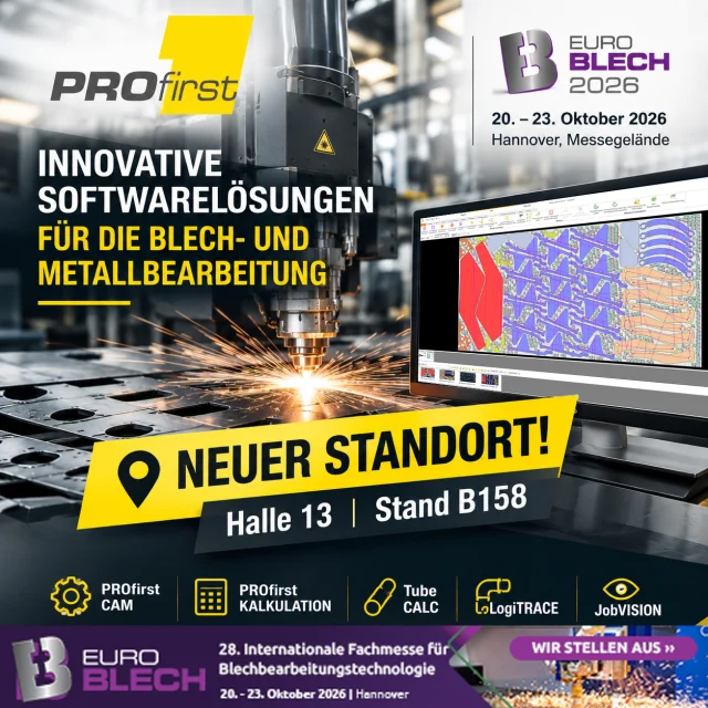 🚀 PROfirst auf der EuroBLECH 2026 – und wir haben einen NEUEN STANDORT!

Vom 20.–23. Oktober 2026 sind wir wieder auf der EuroBLECH in Hannover dabei.

📍 NEU: Halle 13 · Stand B158

Entdeckt unsere Softwarelösungen für die moderne Blech- und Metallbearbeitung:

⚙️ PROfirst CAM
📊 PROfirst KALKULATION
🔧 Tube CALC
🔩 LogiTRACE
👁️ JobVISION

Wir zeigen euch unsere Lösungen live und freuen uns auf interessante Gespräche, neue Kontakte und natürlich auf bekannte Gesichter! 🤝

Merkt euch den neuen Standort:
Halle 13 · Stand B158

👉 Wir sehen uns auf der EuroBLECH 2026 in Hannover!

#profirst_group #EuroBLECH2026 #EuroBLECH #CNC #CAM #CADCAM #Blechbearbeitung #Metallbearbeitung #CNCSoftware #Laserschneiden #Plasmaschneiden #Rohrbearbeitung #Lüftungsbau #Metallbau #Hannover